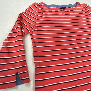 Nautical coral 3/4-sleeve striped jersey, Small